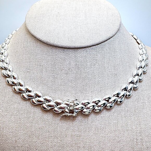 VTG Sterling Silver 925 Puffed Panther Link Chain Necklace Size 16.25" Length - Picture 5 of 14